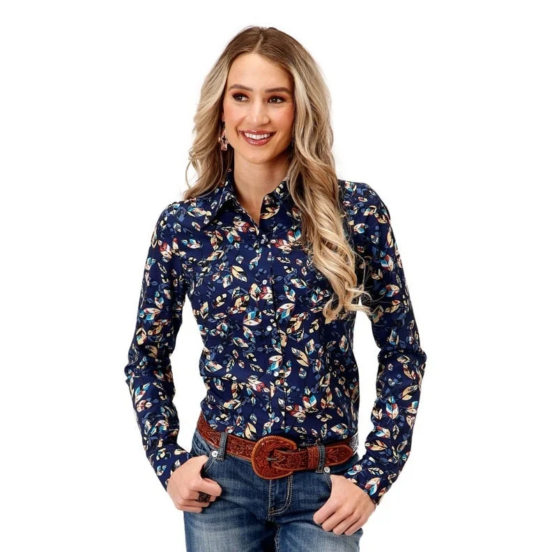 Roper Western Shirt Womens L/S Foliage Blue 03-050-0590-7080 BU