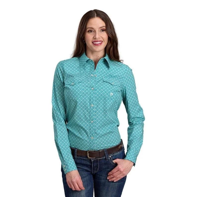 Roper Western Shirt Womens L/S Four Point Print 03-050-0225-1100 BU