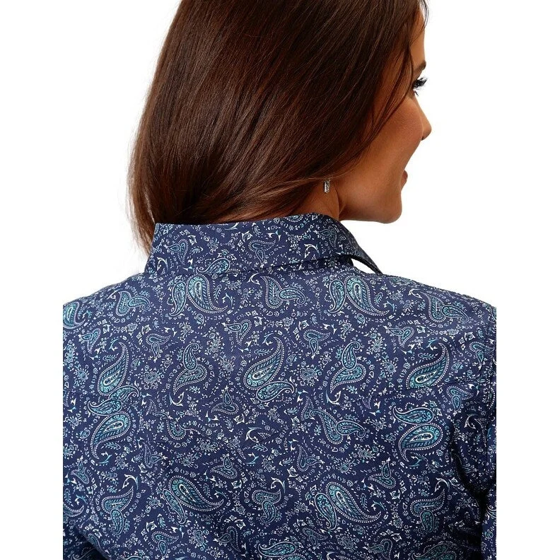 Roper Western Shirt Womens L/S Paisley Blue 03-050-0064-0302 BU