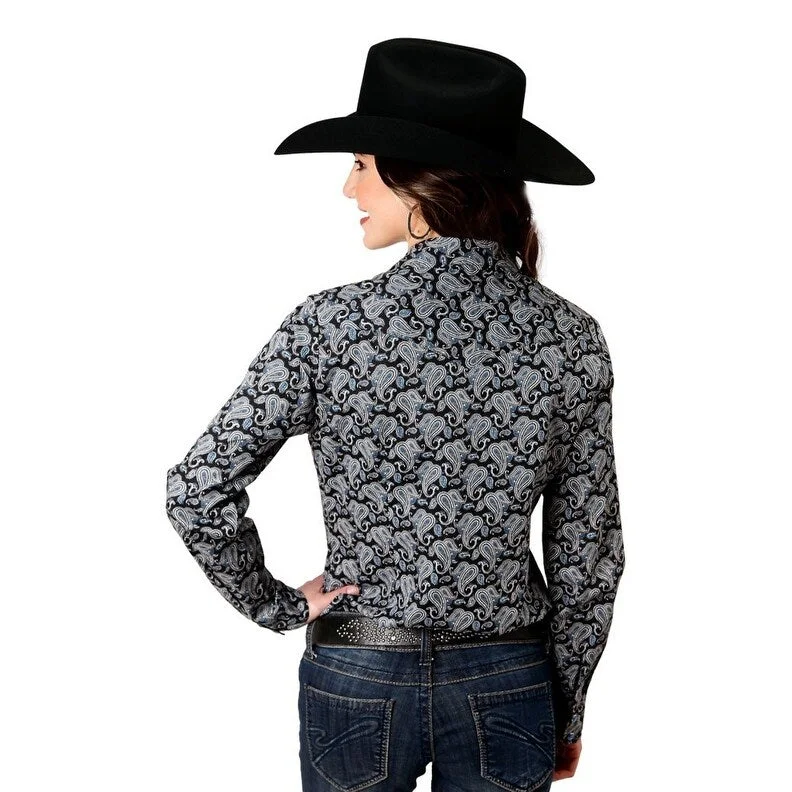 Roper Western Shirt Womens L/S Paisley Snap Black 03-050-0225-0179 BL