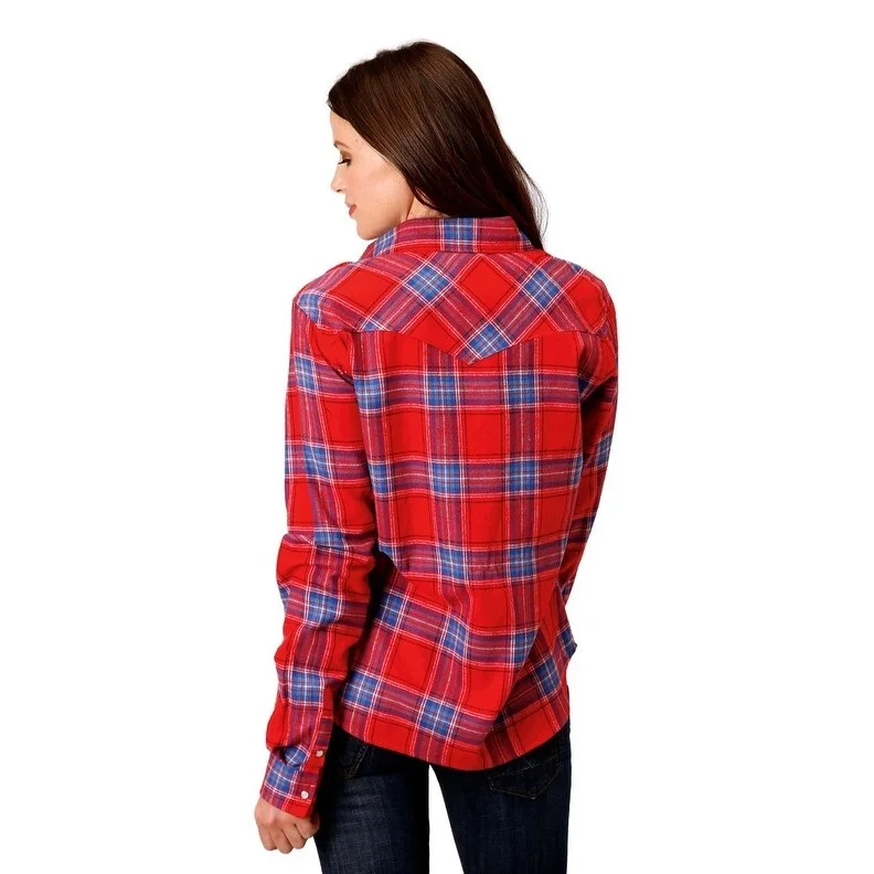 Roper Western Shirt Womens L/S Plaid Flannel Red 03-050-0522-2697 RE