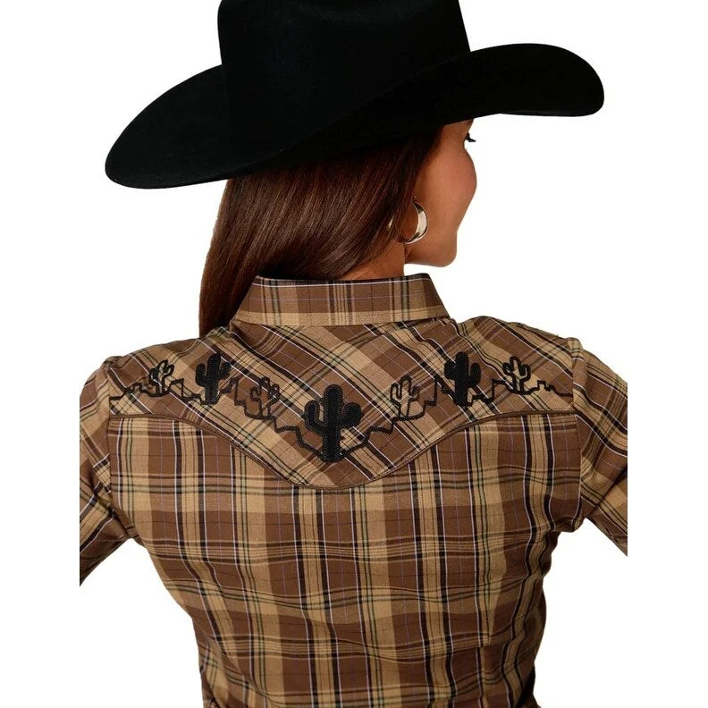 Roper Western Shirt Womens L/S Plaid Snap Brown 01-050-0024-6040 BR