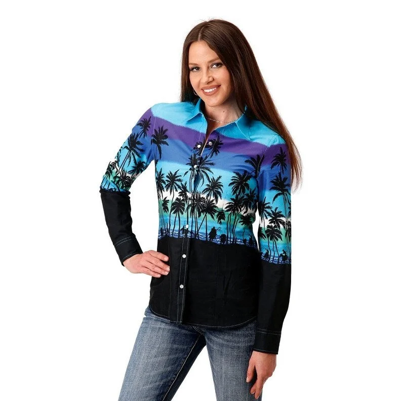 Roper Western Shirt Womens L/S Snap Beach Blue 03-050-0421-0306 BU