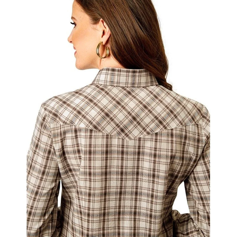 Roper Western Shirt Womens Plaid L/S Snap Brown 01-050-0101-3001 BR