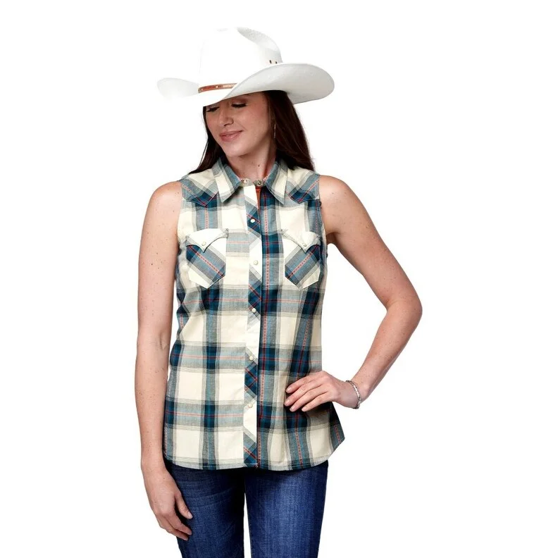 Roper Western Shirt Womens Plaid Sleeveless Multi 03-052-0062-0477 MU