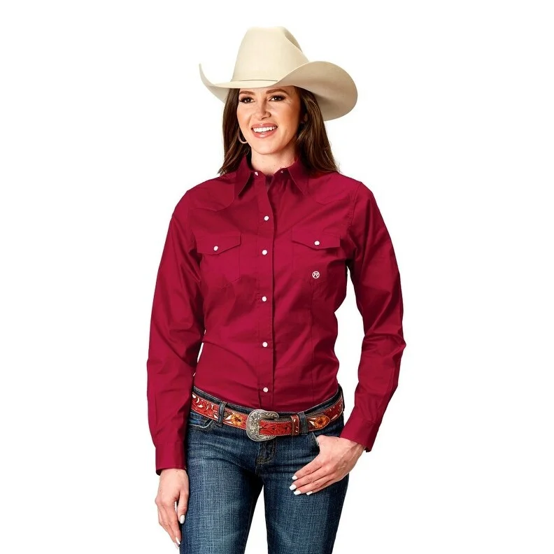 Roper Western Shirt Womens Snap Stretch L/S Red 03-050-0265-2107 RE