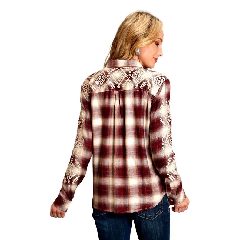 Stetson Western Shirt Womens L/S Plaid Button Red 11-050-0597-7049 RE