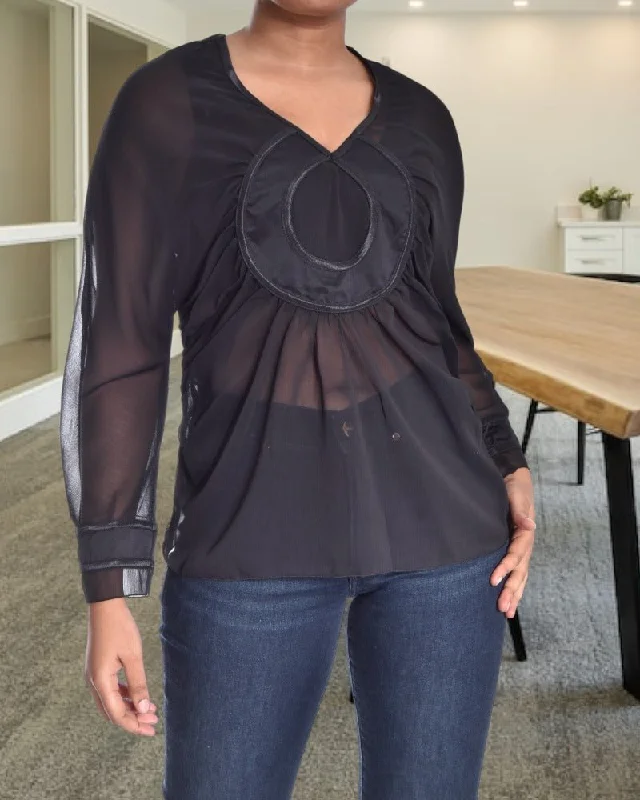 Black Long Sleeve Chiffon Top