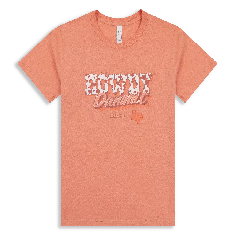 CSTX Cow Print Howdy Dammit Sunset Orange T-Shirt