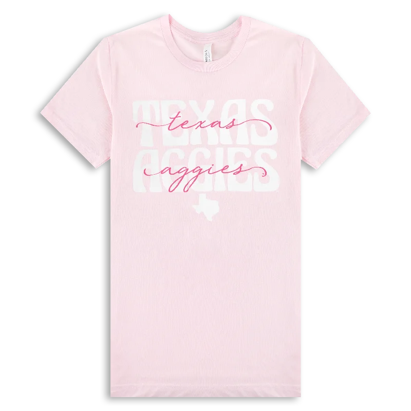 Texas A&M Pink Cursive T-Shirt