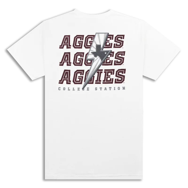 Aggies Lightning Bolt White T-Shirt