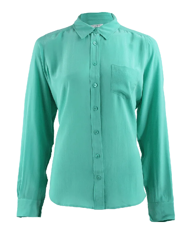 Long Sleeve Blouse with Front Pockets