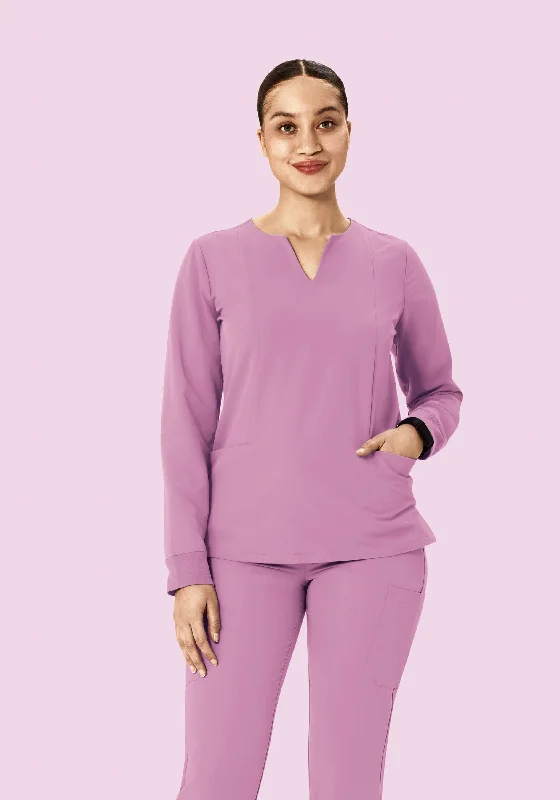 Long Sleeve Notch Neck Top Lilac