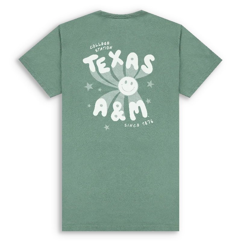 Texas A&M Smiley Face and Stars Cypress Green T-Shirt