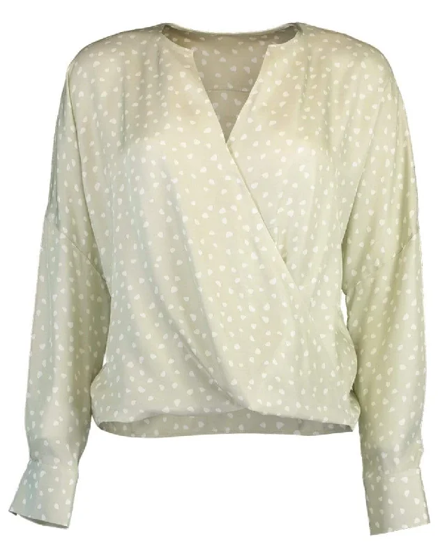 Stone Dot Long Sleeve Wrap Blouse