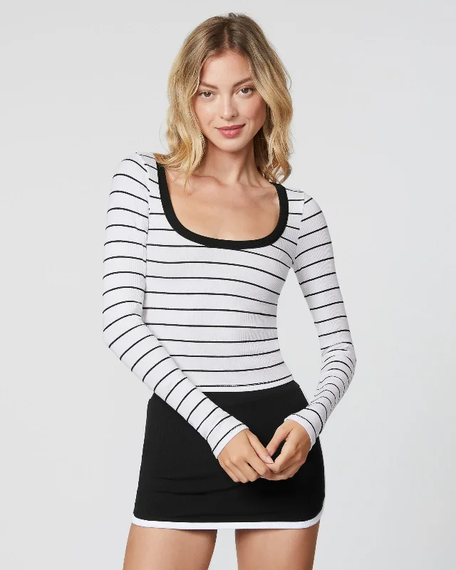 Sunburst Striped Rib Long Sleeve Tee