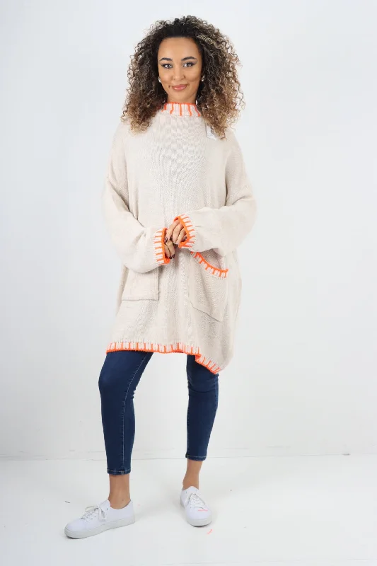 Colour Pop Stich Long Sleeve Knitted Jumper Top