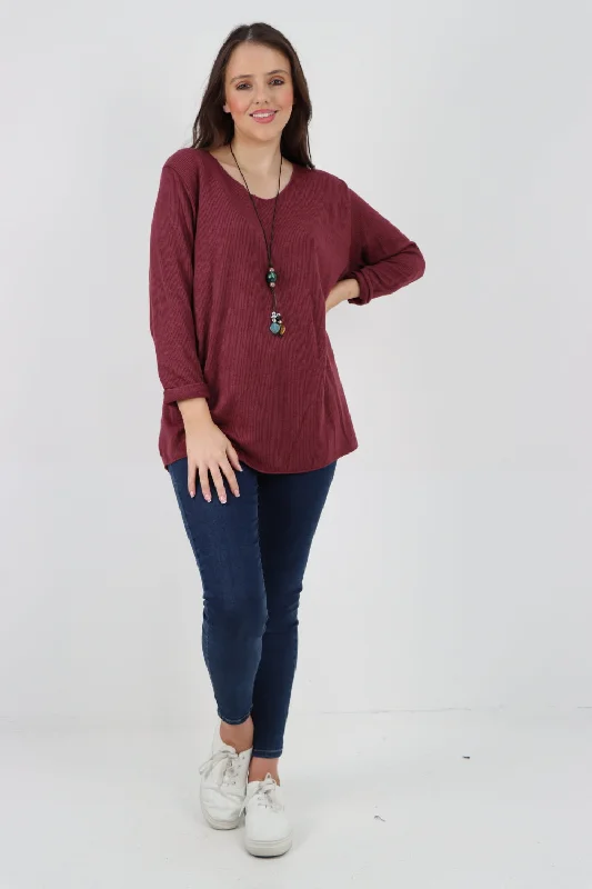 Soft Knitted Long Sleeve Necklace Top