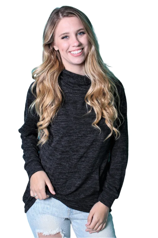 Women's Long Sleeve Cowl Neck Top w/ Pockets