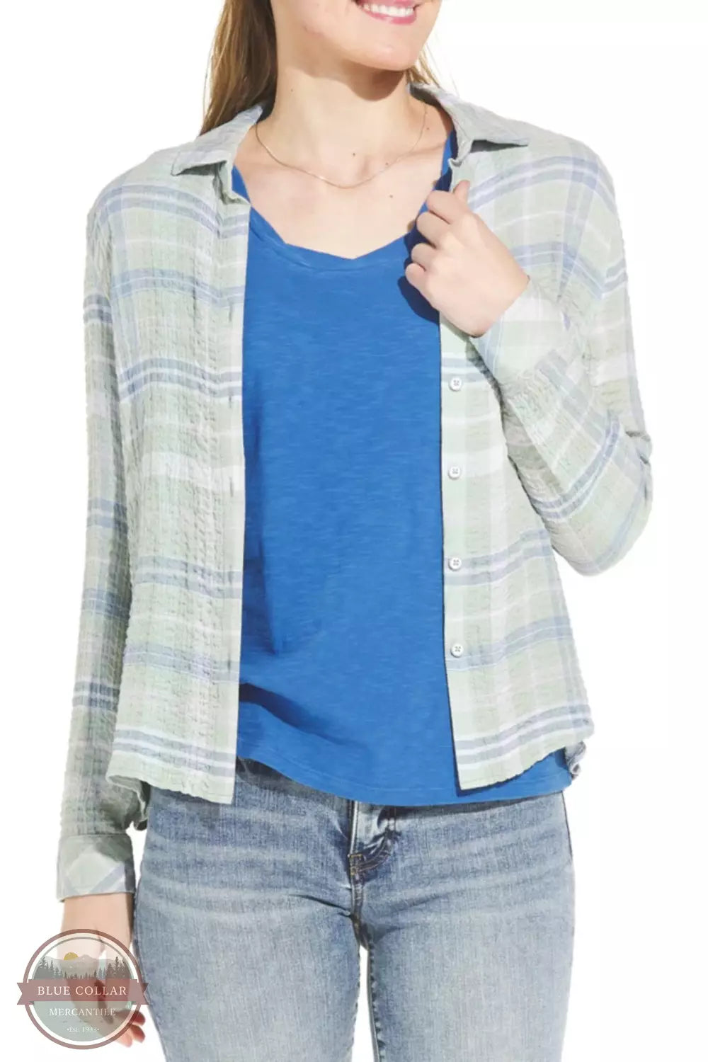 NRL6360 Crinkle Woven Long Sleeve Top