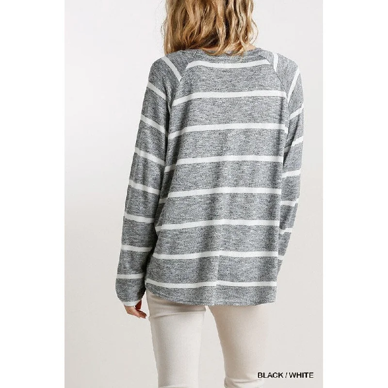 Striped Round Neck Long Sleeve Top