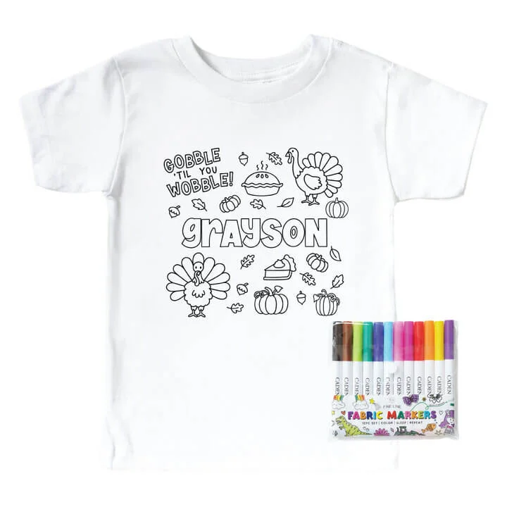 Fall Favorites Colorable Personalized Kids Graphic Tee | White