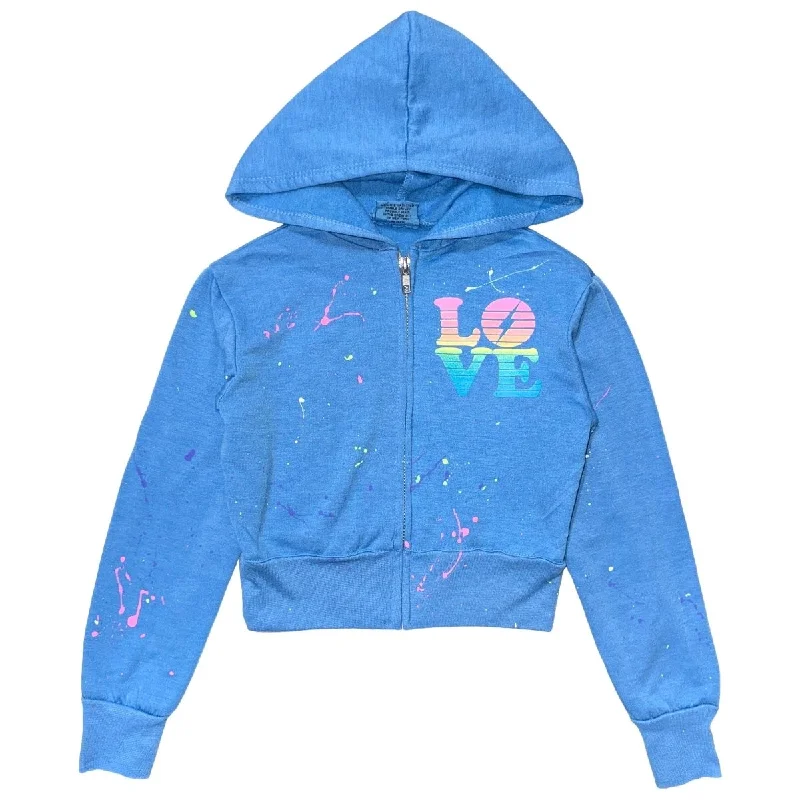 NEON LOVE PAINT SPLATTER ZIP UP HOODIE