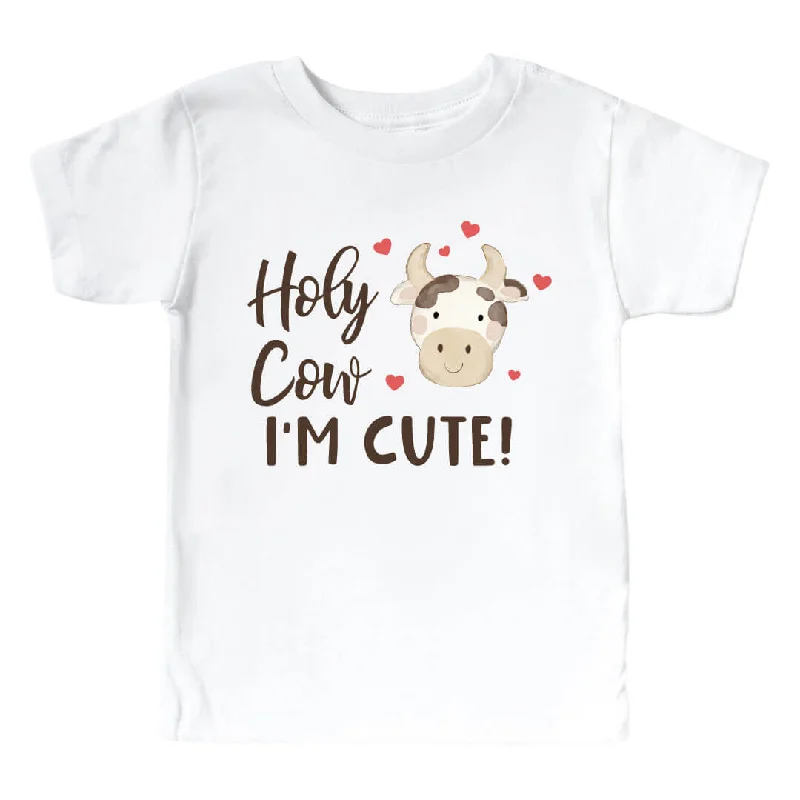 Holy Cow I'm Cute Kids Graphic Tee | White