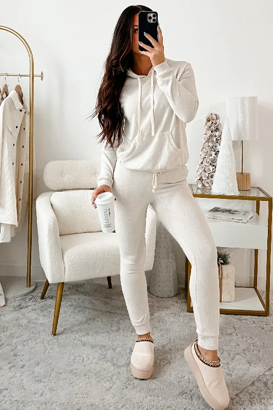 DOORBUSTER Peregrine Fuzzy Knit Hoodie & Jogger Set (Oat)