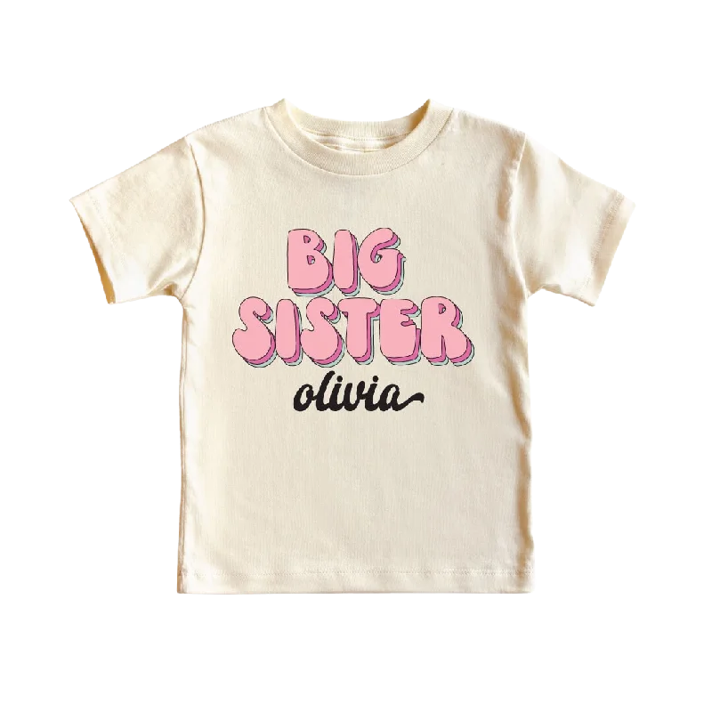 Personalized Big Sister Name Script Tee | Natural