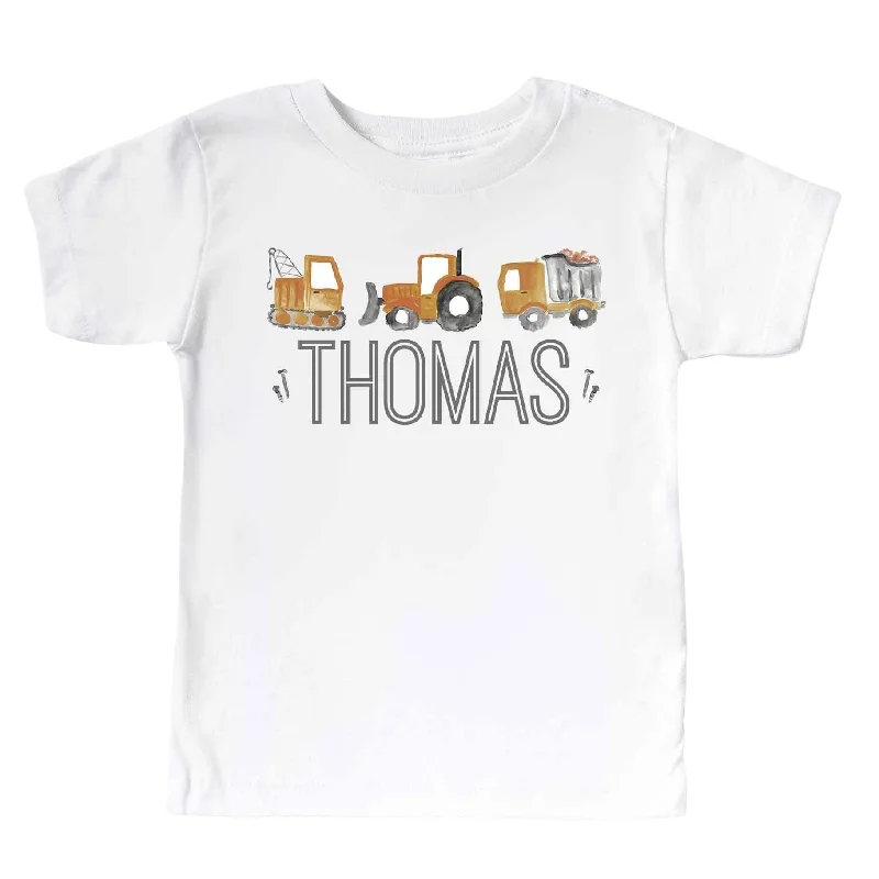 Personalized Little Digger Kids Graphic Tee | White