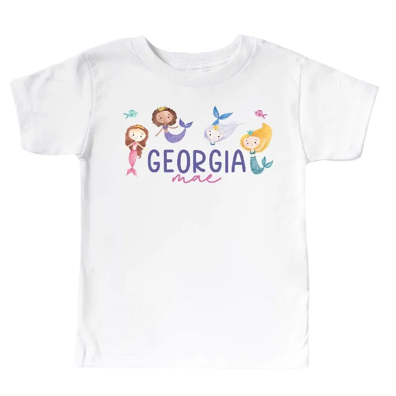 Personalized Mermaid Tales Kids Graphic Tee | White