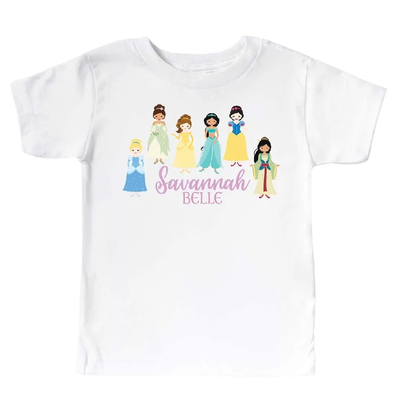 Personalized Pretty Princess Kids Graphic Tee | White