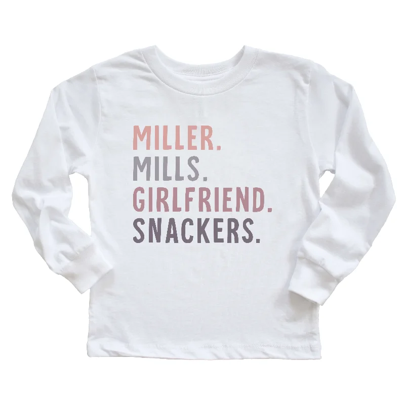 Personalized Purple Nickname Kids Graphic Long Sleeve | White