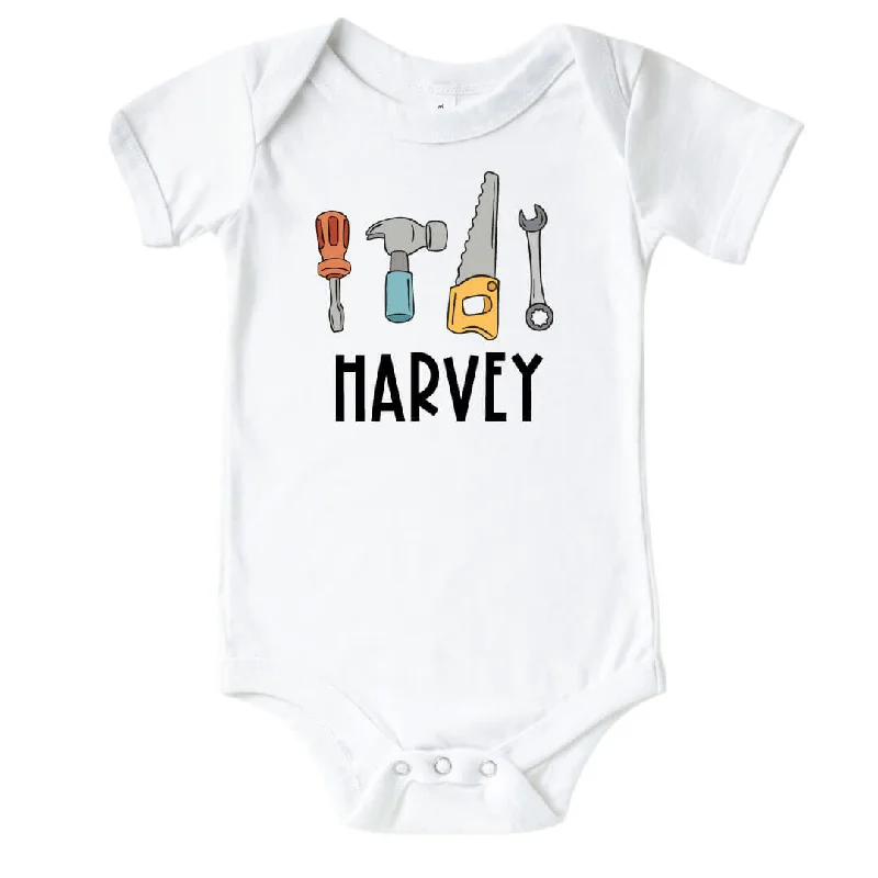 Personalized Tools Graphic Bodysuit | White