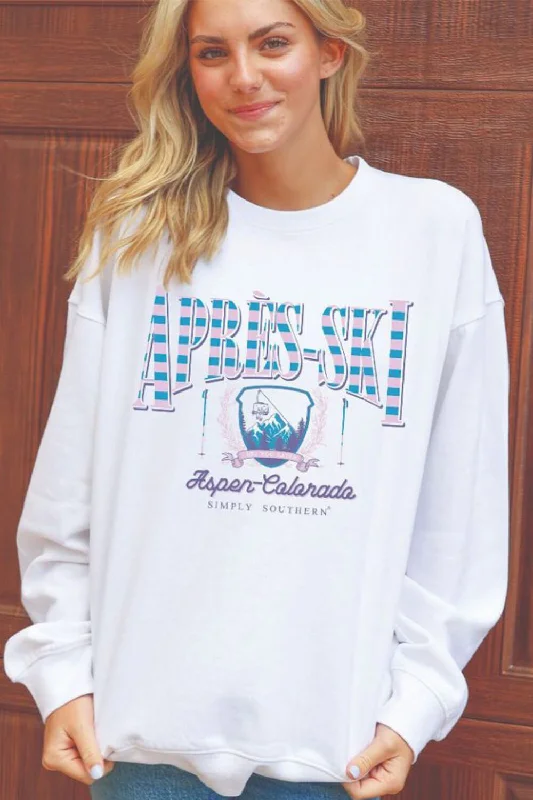 Simply Southern Après-Ski Crewneck for Women in White | CREW-APRES-WHITE