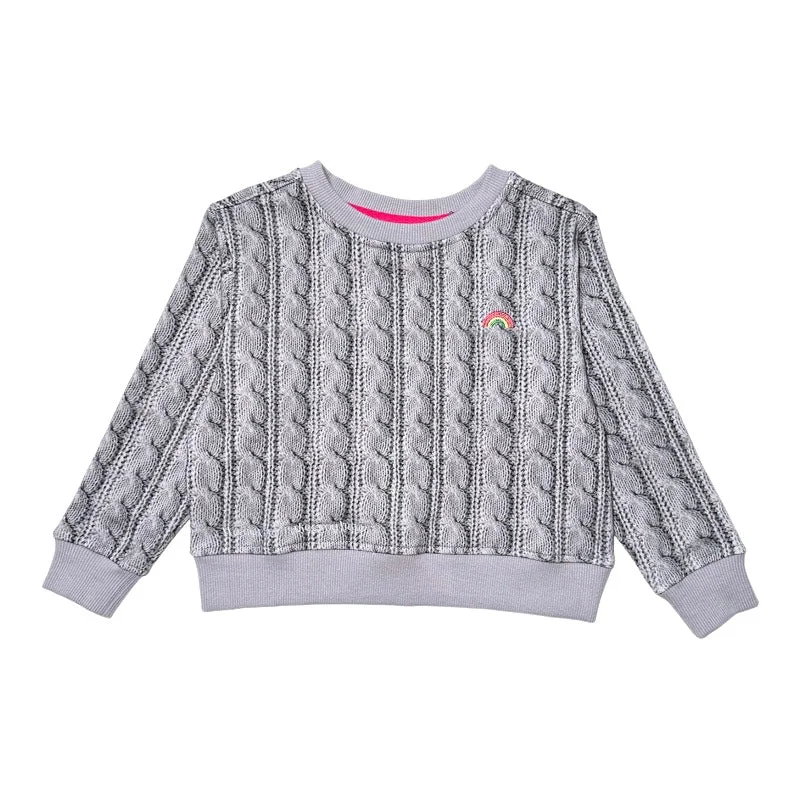 RAINBOW CABLE KNIT PRINT SWEATSHIRT