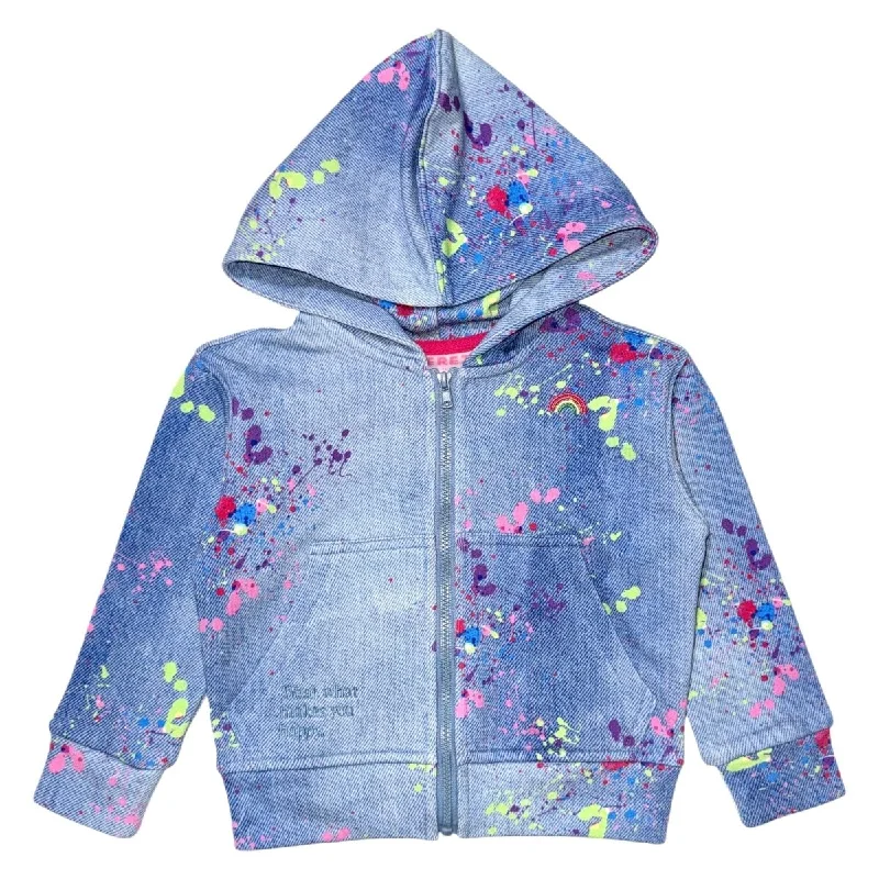 SPLATTER DENIM ZIP UP HOODIE