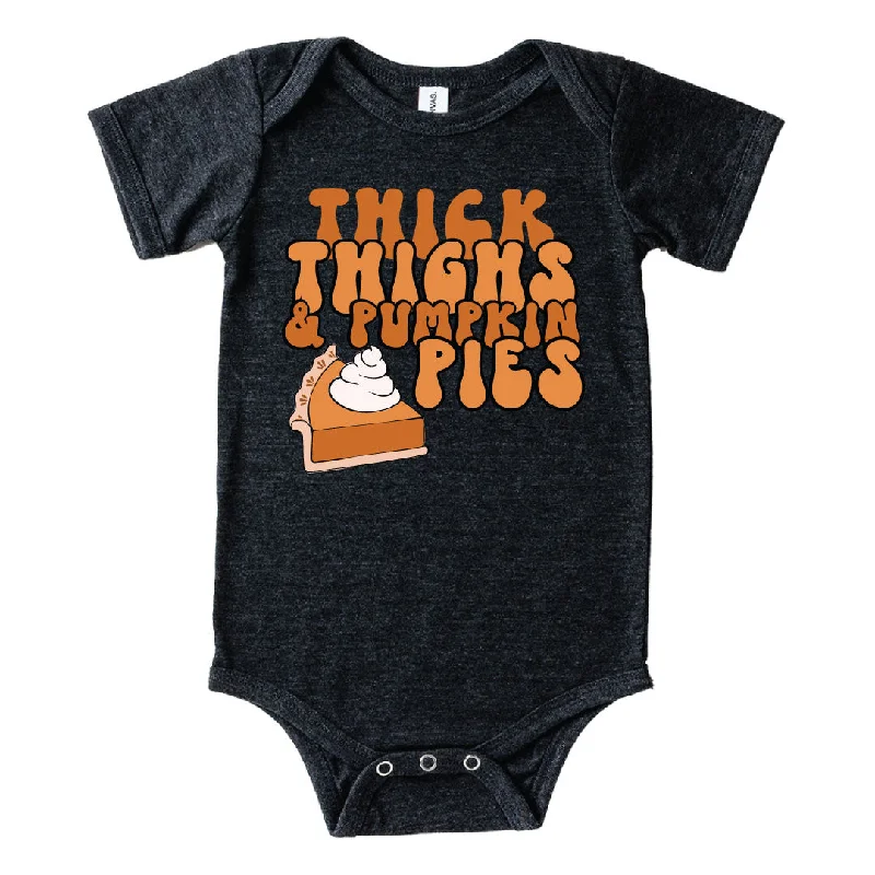 Thick Thighs & Pumpkin Pie Graphic Bodysuit | Dark Grey Heather