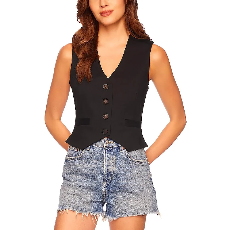 Womens Button Solid Casual Vest