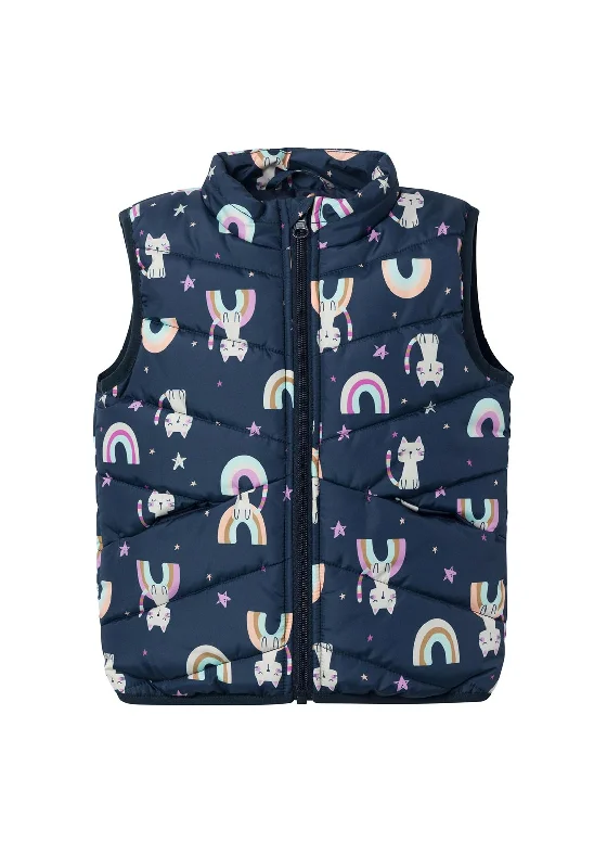 Name It Mini Girls My Lane Kitty Vest, Dark Sapphire