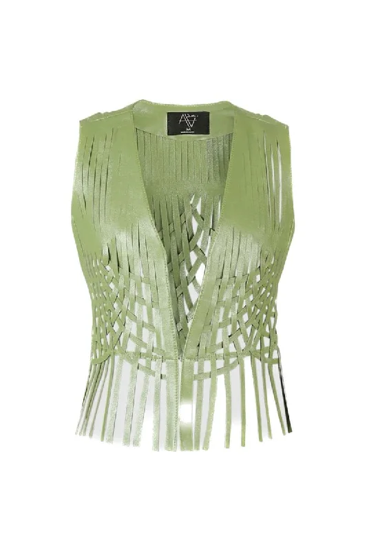 ELECTRIC LIME GREEN ATTALEA LEATHER VEST