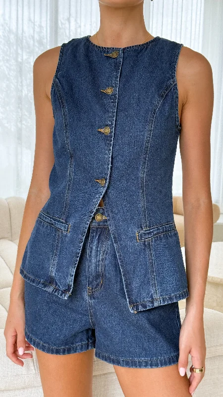 Cairo Denim Vest - Dark Mid