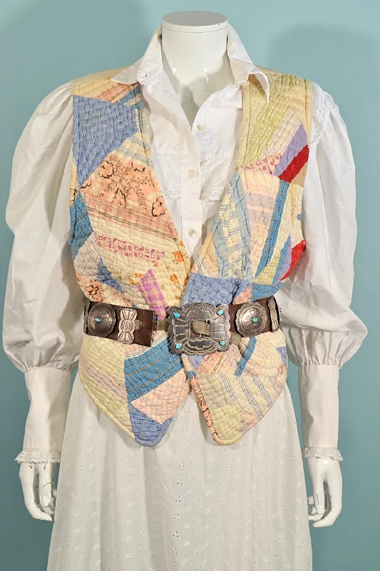 SOLD Vintage Patchwork Quilt Vest, 30s Feedsack Quilt Top